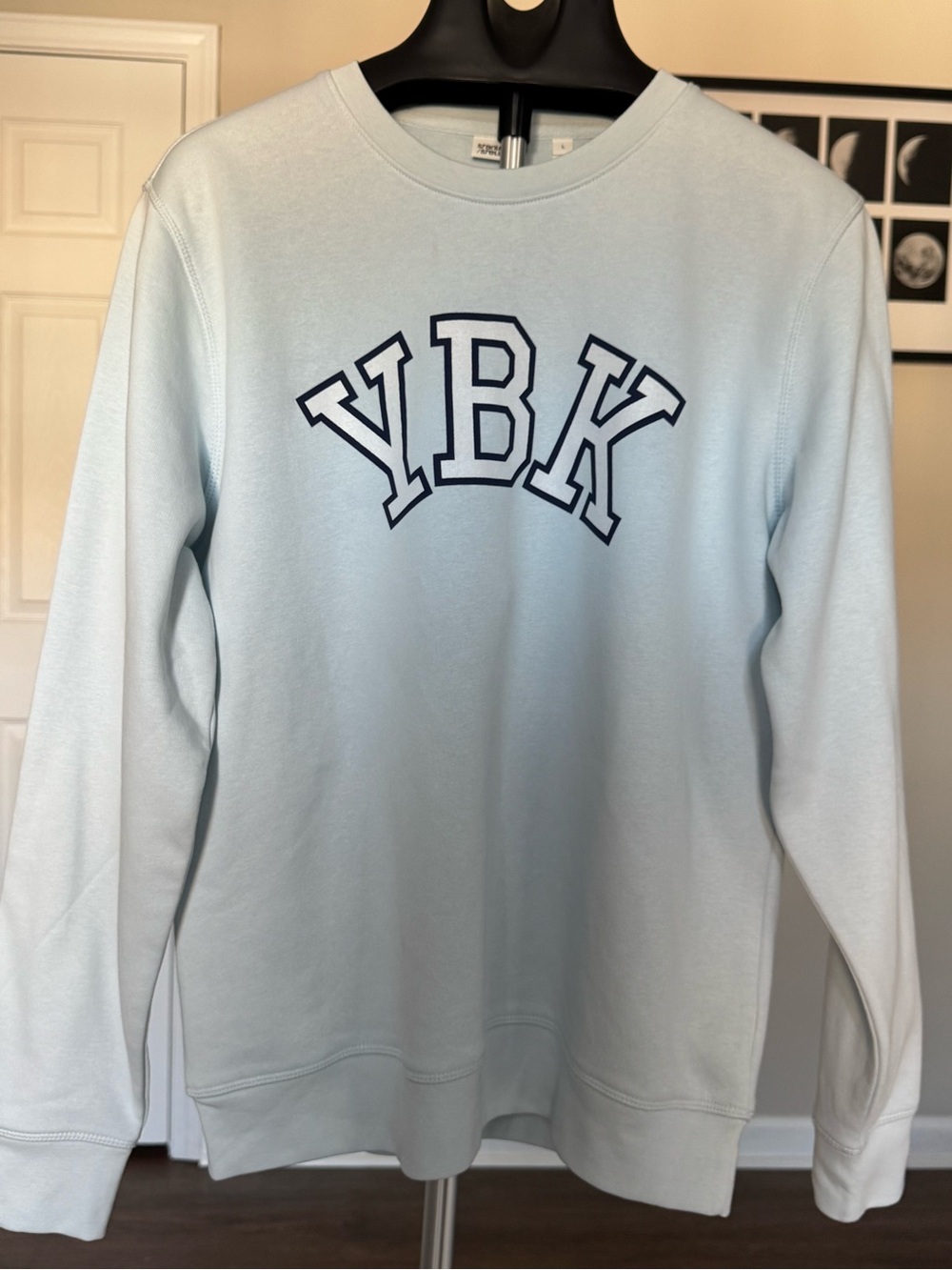 Stanley/Stella Blue Crewneck Fleece Logo YBK Organic Cotton Sweatshirt Unisex L